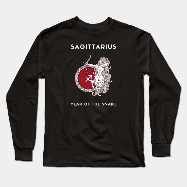 SAGITTARIUS / Year of the SNAKE Long Sleeve T-Shirt by KadyMageInk